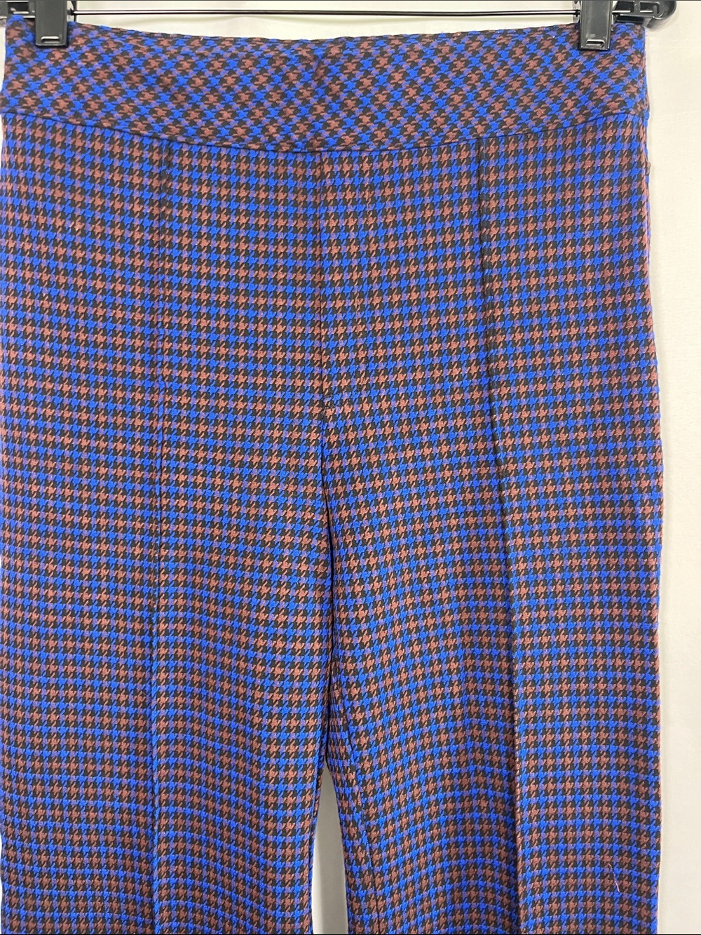 SPANX the perfect pant high rise flare houndstooth blue brown jacquard sz L - Picture 4 of 8